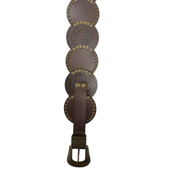 Lucky Brand Women\'s Size‎ Small Studded Genuine Leather Brown Festival Belt NWT main image 5